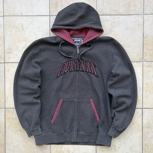 Quiksilver Hoodie Mens Large Dark Gray Full Zip Embroidered Skater Y2K Grunge
